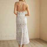 Glamorous Lace Graceful Halter Long Dress