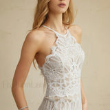 Glamorous Lace Graceful Halter Long Dress