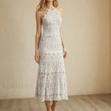 Glamorous Lace Graceful Halter Long Dress