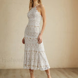 Glamorous Lace Graceful Halter Long Dress