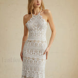 Glamorous Lace Graceful Halter Long Dress