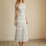 Glamorous Lace Graceful Halter Long Dress