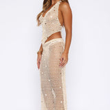 Dance With You Crochet Maxi Skirt Sand