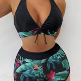 Halter Print Shorts Bikini Two Piece Set
