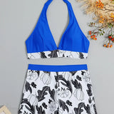 Halter Print Shorts Bikini Two Piece Set