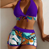 Halter Print Shorts Bikini Two Piece Set