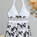 Halter Print Shorts Bikini Two Piece Set