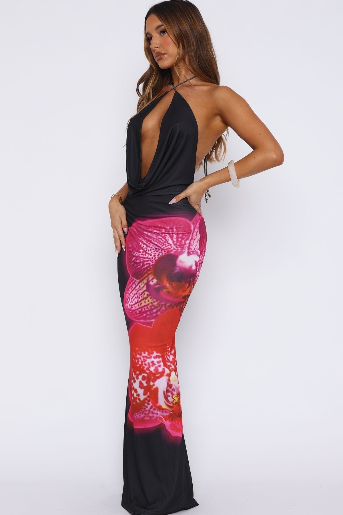 Dancing In Ibiza Maxi Dress Fuchsia Bloom