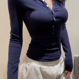 Henley Regular Shoulder Slim Fit Long Sleeve Tee