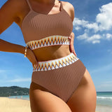 High Waist Colorful Split Two Piece Set