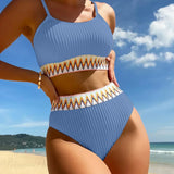 High Waist Colorful Split Two Piece Set