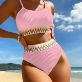 High Waist Colorful Split Two Piece Set