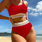 High Waist Colorful Split Two Piece Set
