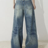 High Waist Loose Wide Leg Sickle Jeans