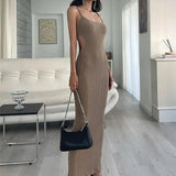 Skinny Bodycon Side Cut Out Spaghetti Strap Party Summer Maxi Dress