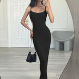 Skinny Bodycon Side Cut Out Spaghetti Strap Party Summer Maxi Dress