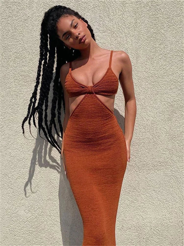 Bandage Party Sleeveless Backless Spring Summer Women Fashion Maxi Dress