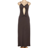 Women Cutout Backless Maxi Sleeveless Split Cocktail Bodycon Spaghetti Strap Long Party Midi Dress