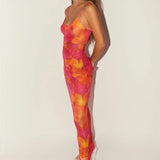 Spaghetti Strap Floral Print Party Club Vintage Summer Holiday Maxi Dress