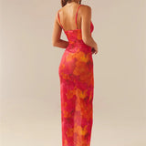 Spaghetti Strap Floral Print Party Club Vintage Summer Holiday Maxi Dress