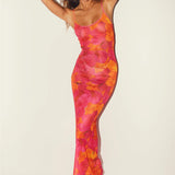 Spaghetti Strap Floral Print Party Club Vintage Summer Holiday Maxi Dress