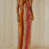 Cutout Knitted Long Crochet Backless Spaghetti Strap Bodycon Maxi Dress