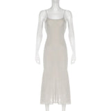 V Neck Sleeveless Backless Vestidos Female Elegant Evening Party Robe Maxi Dress