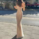 V Neck Sleeveless Backless Vestidos Female Elegant Evening Party Robe Maxi Dress