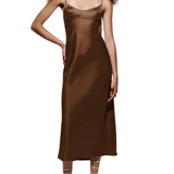 Women Bodycon Ladies Low Cut Spaghetti Sleeveless Sling Long Streetwear Maxi Dress