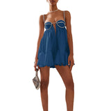 Women's Spaghetti Strap Sleeveless Backless Bodycon Short Satin Party Club Cami Mini Dress