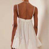 Women's Spaghetti Strap Sleeveless Backless Bodycon Short Satin Party Club Cami Mini Dress