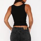 What An Experience Ribbed Tank Top Black