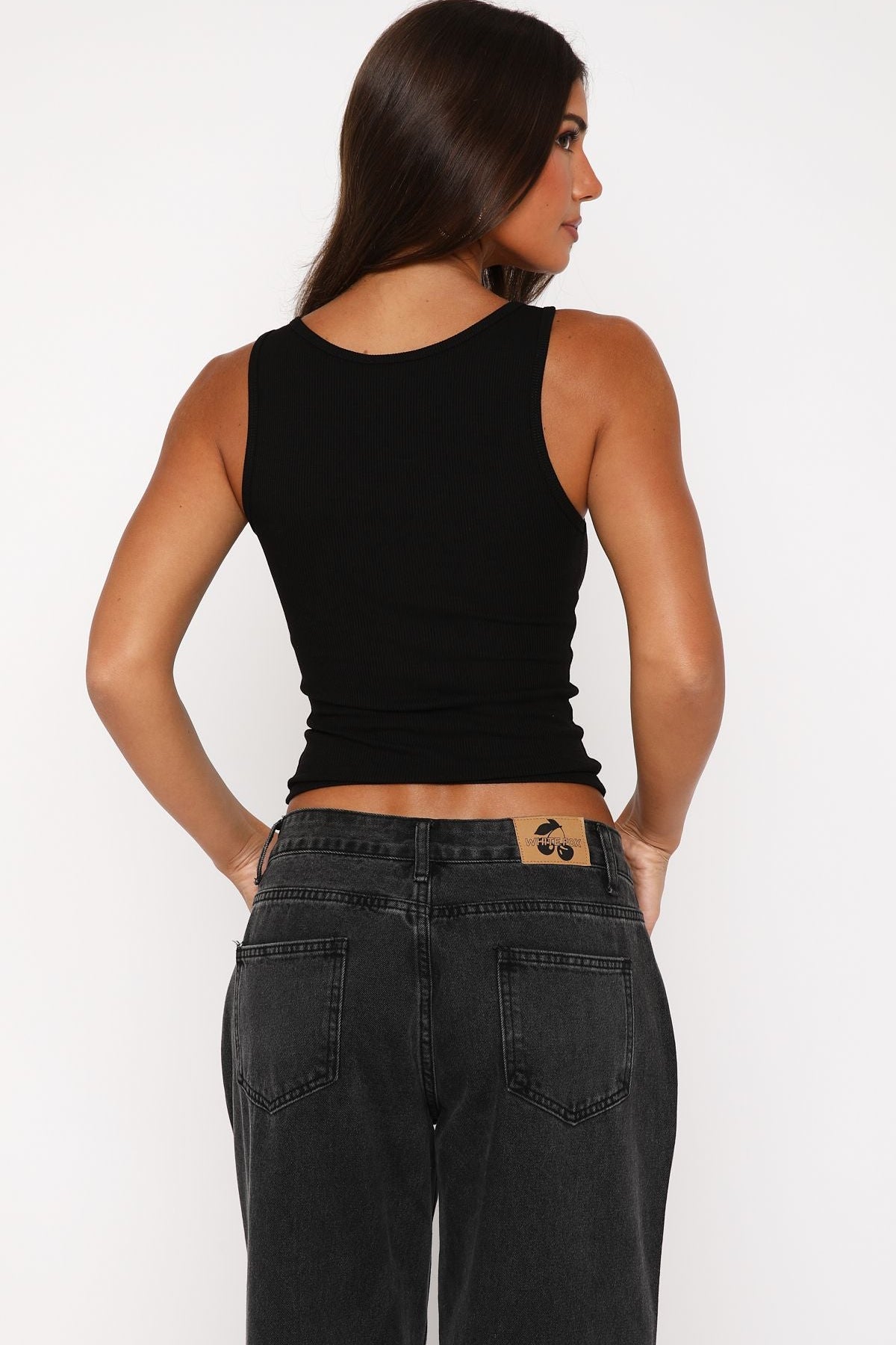 What An Experience Ribbed Tank Top Black