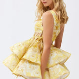 Andrea Floral Printed One-shoulder Mini Chiffon Dress