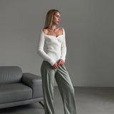 Women's Jumper With Shaped Cut In Milky