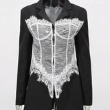 Lace Corset Blazer in Black