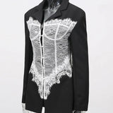 Lace Corset Blazer in Black