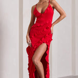 Vneck Ruffled Maxi Dress