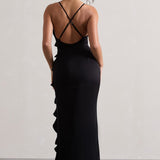 Vneck Ruffled Maxi Dress
