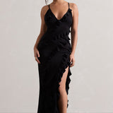 Vneck Ruffled Maxi Dress