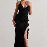 Vneck Ruffled Maxi Dress