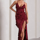 Vneck Ruffled Maxi Dress