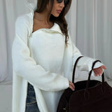 Irregular Zip High Neck Mid-Length Loose Sweater
