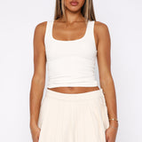 Ayla Denim Mini Skort Cream