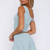 Break The Limits Shirred Mini Skirt Powder Blue