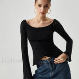 Jacquard Lace Semi-sheer Trendy Bowknot Crossover Blouse