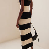 Joanne Strapless Stripes Midi Knit Dress