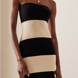 Joanne Strapless Stripes Midi Knit Dress