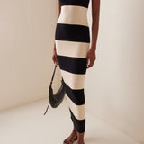Joanne Strapless Stripes Midi Knit Dress