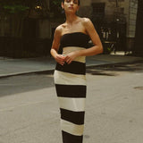 Joanne Strapless Stripes Midi Knit Dress
